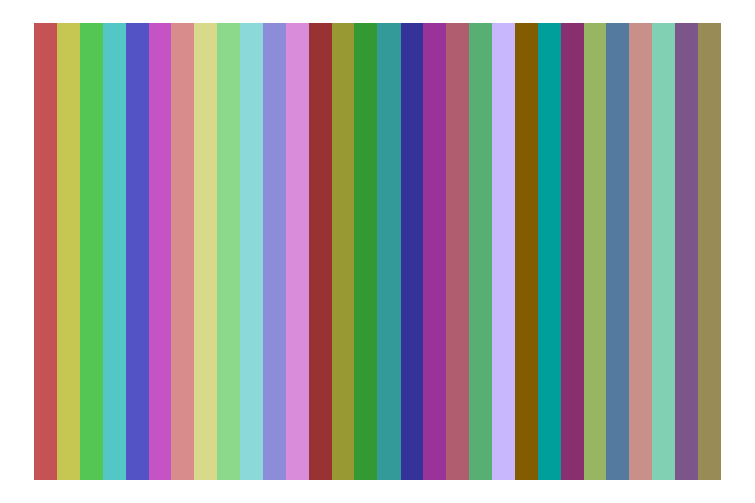 The first 30 colors of metro_palette() as a row of swatches.